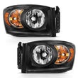 Load image into Gallery viewer, ANZO 2006-2009 Dodge Ram 1500 Crystal Headlight  Black Amber - Main Product View
