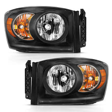Load image into Gallery viewer, ANZO 2006-2009 Dodge Ram 1500 Crystal Headlight  Black Amber - Main Product View