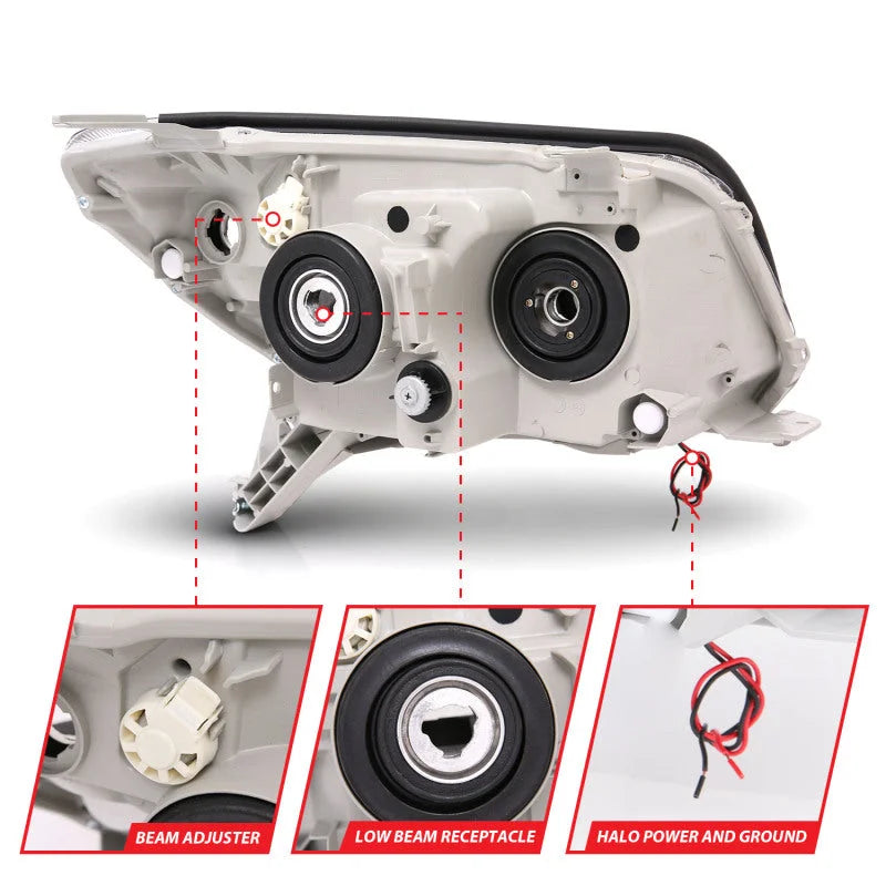 ANZO 2006-2009 Toyota 4Runner Projector Headlights w/ Halo Black - Back View