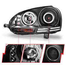Load image into Gallery viewer, ANZO 2006-2009 Volkswagen Rabbit Projector Headlights w/ Halo Black (CCFL) - Additional View 7