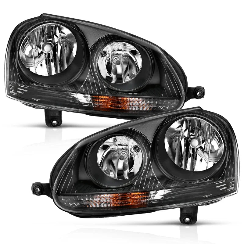 ANZO 2006-2009 Volkswagen Us Rabbit Crystal Headlight Black (Halogen Only) - Side View