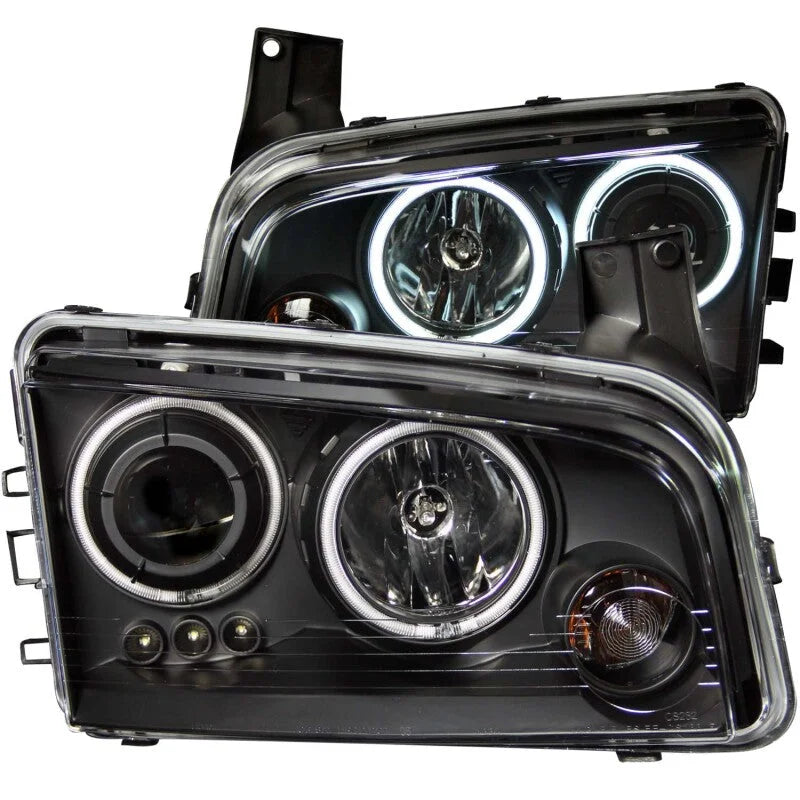 ANZO 2006-2010 Dodge Charger Projector Headlights w/ Halo Chrome (CCFL) - Side View
