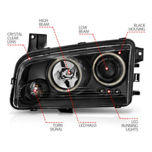 Load image into Gallery viewer, ANZO 2006-2010 Dodge Charger Projector Headlights w/ Halo Chrome (CCFL) - Installation View