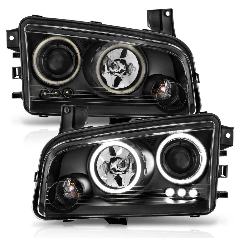 ANZO 2006-2010 Dodge Charger Projector Headlights w/ Halo Chrome (CCFL) - Additional View 8