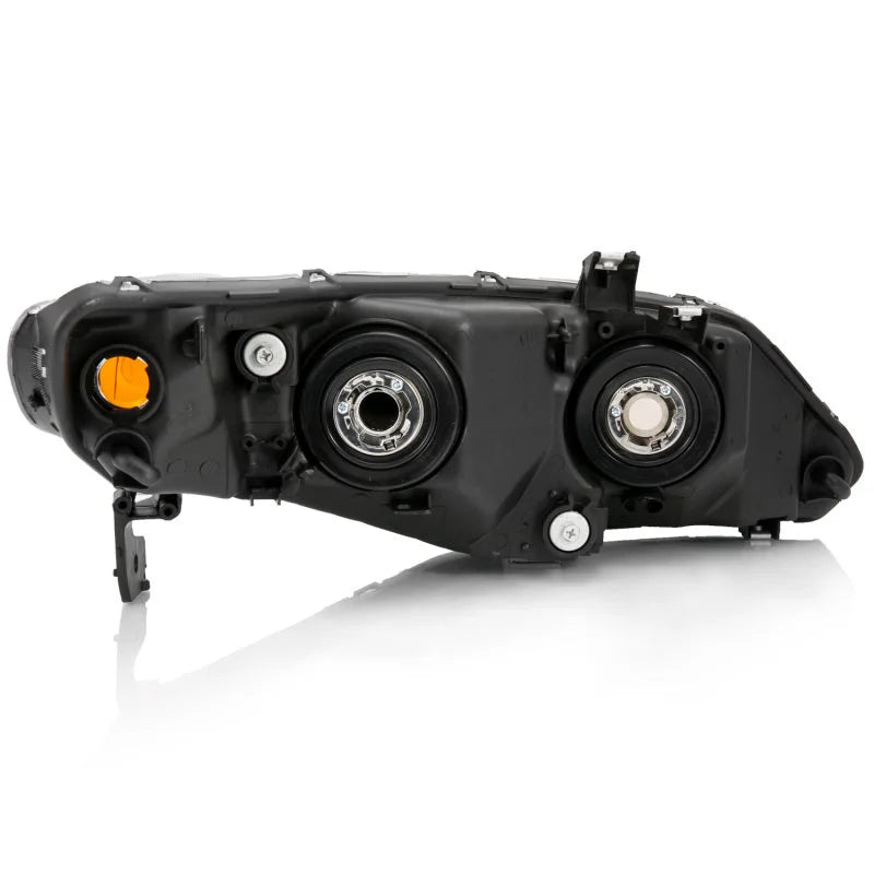 ANZO 2006-2011 Honda Civic 4 Door Crystal Headlight Black Amber (OE Replacement) - Main Product View