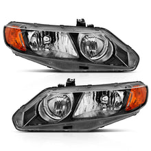 Load image into Gallery viewer, ANZO 2006-2011 Honda Civic 4 Door Crystal Headlight Black Amber (OE Replacement) - Side View
