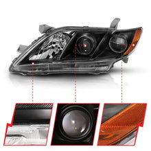 Load image into Gallery viewer, ANZO 2007-2009 Toyota Camry Projector Headlight Black Amber - Side View