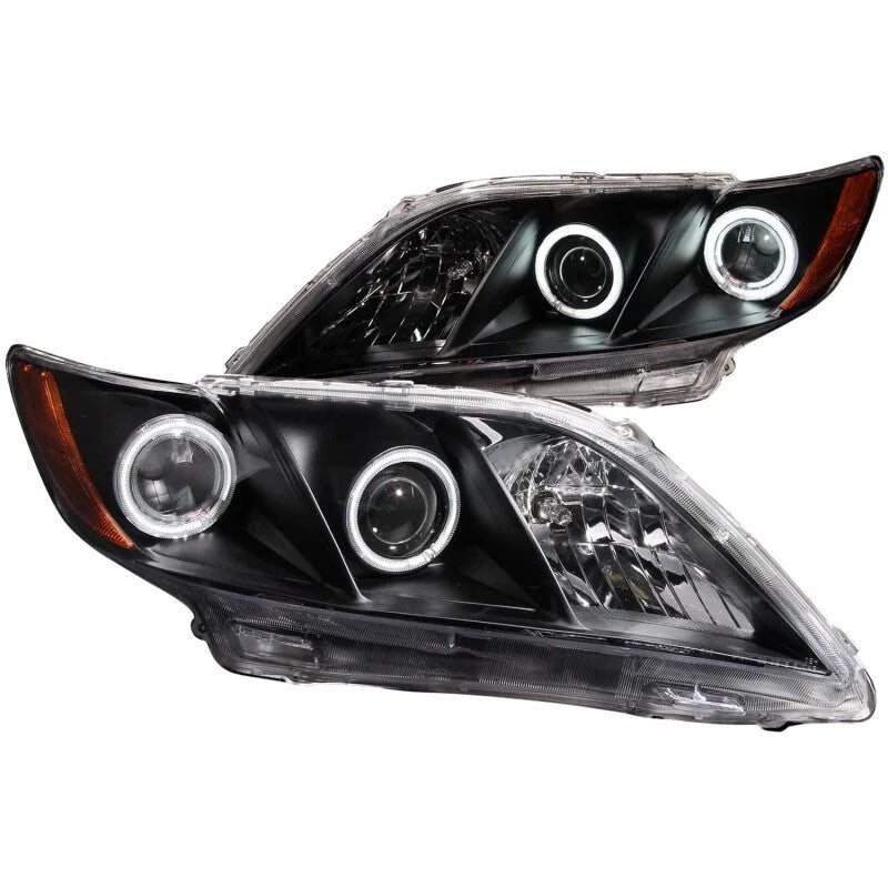 ANZO 2007-2009 Toyota Camry Projector Headlights w/ Halo Black - Main Product View