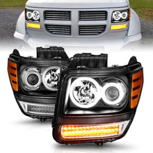 Load image into Gallery viewer, ANZO 2007-2012 Dodge Nitro Projector Headlights w/ Halo Black (CCFL) G2 - Back View
