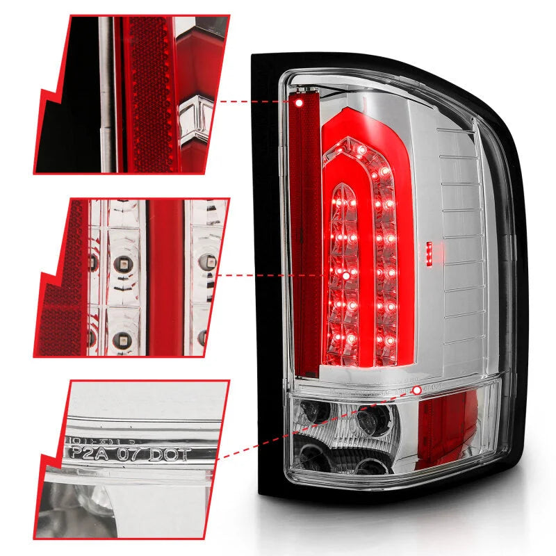 ANZO 2007-2013 Chevrolet Silverado 1500 LED Taillights Chrome - Back View