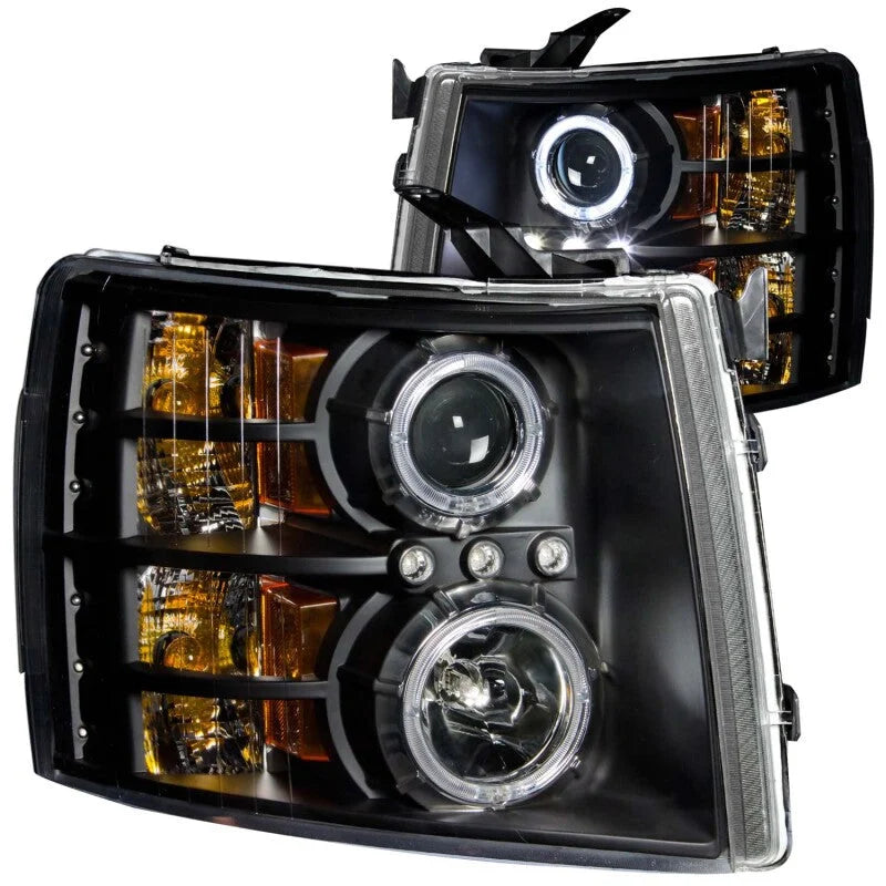 ANZO 2007-2013 Chevrolet Silverado 1500 Projector Headlights w/ Halo Black - Main Product View