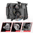 Load image into Gallery viewer, ANZO 2007-2013 Chevrolet Silverado 1500 Projector Headlights w/ Halo Black - Back View