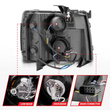 Load image into Gallery viewer, ANZO 2007-2013 Chevrolet Silverado 1500 Projector Headlights w/ Halo Black - Back View
