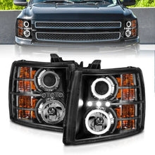 Load image into Gallery viewer, ANZO 2007-2013 Chevrolet Silverado 1500 Projector Headlights w/ Halo Black - Main Product View