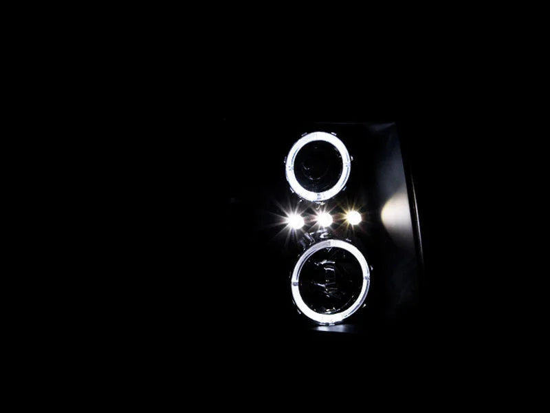 ANZO 2007-2013 Chevrolet Silverado 1500 Projector Headlights w/ Halo Black - Back View