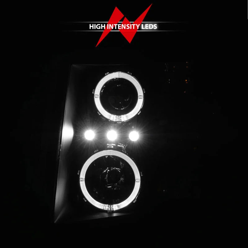 ANZO 2007-2013 Chevrolet Silverado 1500 Projector Headlights w/ Halo Black - Additional View 5