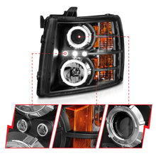 Load image into Gallery viewer, ANZO 2007-2013 Chevrolet Silverado 1500 Projector Headlights w/ Halo Black - Additional View 6