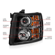 Load image into Gallery viewer, ANZO 2007-2013 Chevrolet Silverado 1500 Projector Headlights w/ Halo Black - Additional View 10