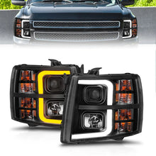 Load image into Gallery viewer, ANZO 2007-2013 Chevrolet Silverado 1500 Projector w/ Light Bar Black Housing w/ Sequential - Main Product View