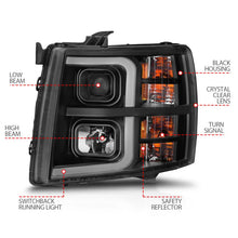 Load image into Gallery viewer, ANZO 2007-2013 Chevrolet Silverado 1500 Projector w/ Light Bar Black Housing w/ Sequential - Back View