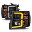Load image into Gallery viewer, ANZO 2007-2013 Chevrolet Silverado 1500 Projector w/ Light Bar Black Housing w/ Sequential - Installation View
