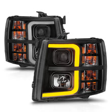 Load image into Gallery viewer, ANZO 2007-2013 Chevrolet Silverado 1500 Projector w/ Light Bar Black Housing w/ Sequential - Installation View