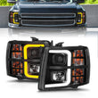Load image into Gallery viewer, ANZO 2007-2013 Chevrolet Silverado 1500 Projector w/ Light Bar Black Housing w/ Sequential - Additional View 6