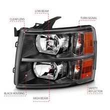 Load image into Gallery viewer, ANZO 2007-2013 Chevrolet Silverado Crystal Headlights Black - Additional View 5