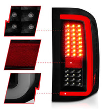 Load image into Gallery viewer, ANZO 2007-2013 Chevrolet Silverado1500/ 2500/ 3500 LED Tail Lights w/ Light Bar Black Housing Smoke - Back View