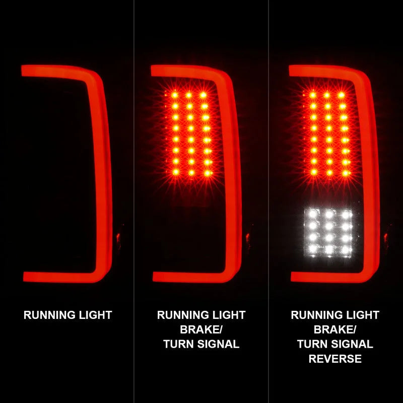 ANZO 2007-2013 Chevrolet Silverado1500/ 2500/ 3500 LED Tail Lights w/ Light Bar Black Housing Smoke - Additional View 7