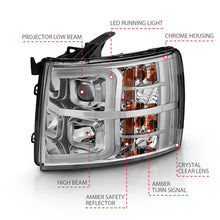 Load image into Gallery viewer, ANZO 2007-2013 Chevy Silverado 1500 Projector Plank Style Chrome Amber - Additional View 6