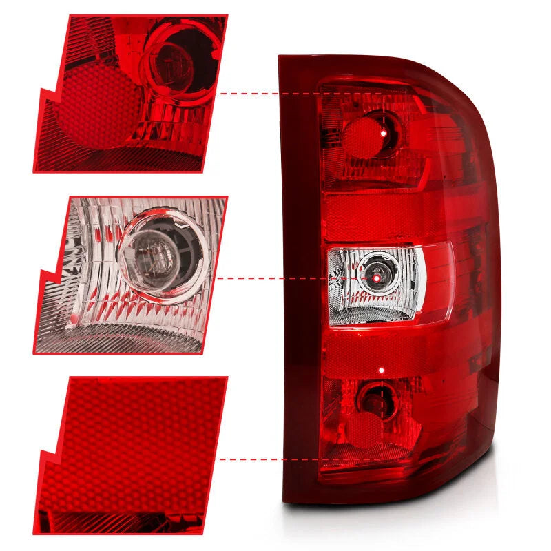 ANZO 2007-2013 Chevy Silverado Taillight Red/Clear Lens (OE Replacement) - Installation View
