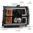 Load image into Gallery viewer, ANZO 2007-2013 Gmc Sierra 1500 Projector Headlight Plank Style Black w/ Clear Lens Amber - Installation View