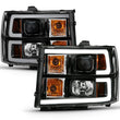 Load image into Gallery viewer, ANZO 2007-2013 Gmc Sierra 1500 Projector Headlight Plank Style Black w/ Clear Lens Amber - Additional View 6