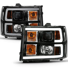 Load image into Gallery viewer, ANZO 2007-2013 Gmc Sierra 1500 Projector Headlight Plank Style Black w/ Clear Lens Amber - Additional View 6