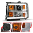 Load image into Gallery viewer, ANZO 2007-2013 Gmc Sierra 1500 Projector Headlight Plank Style Chrome w/ Clear Lens Amber - Installation View