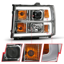 Load image into Gallery viewer, ANZO 2007-2013 Gmc Sierra 1500 Projector Headlight Plank Style Chrome w/ Clear Lens Amber - Installation View