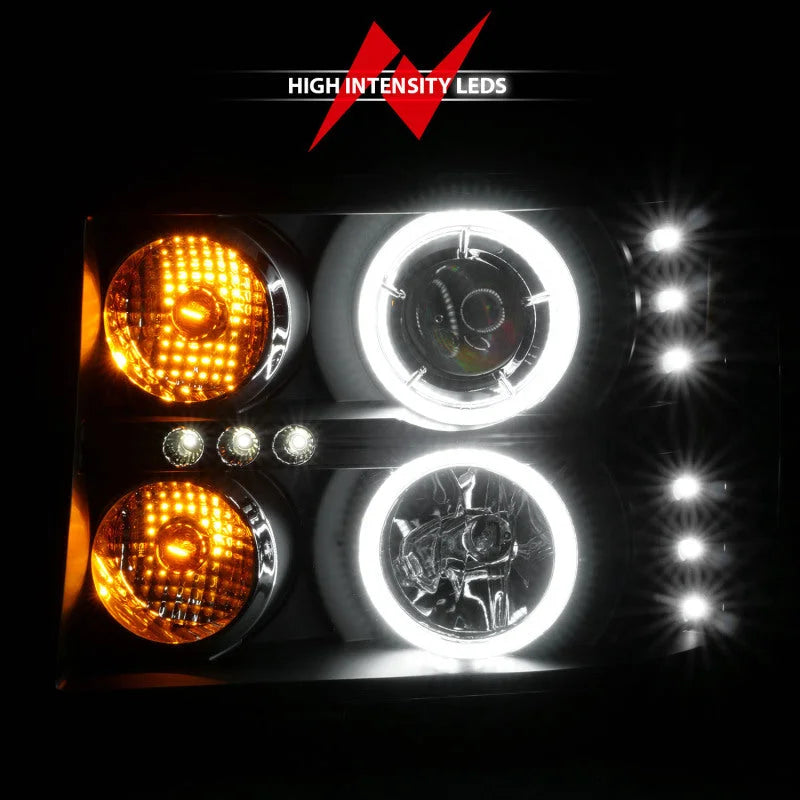 ANZO 2007-2013 Gmc Sierra 1500 Projector Headlights w/ Halo Black - Additional View 7