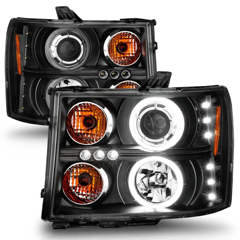 ANZO 2007-2013 Gmc Sierra 1500 Projector Headlights w/ Halo Black - Additional View 10