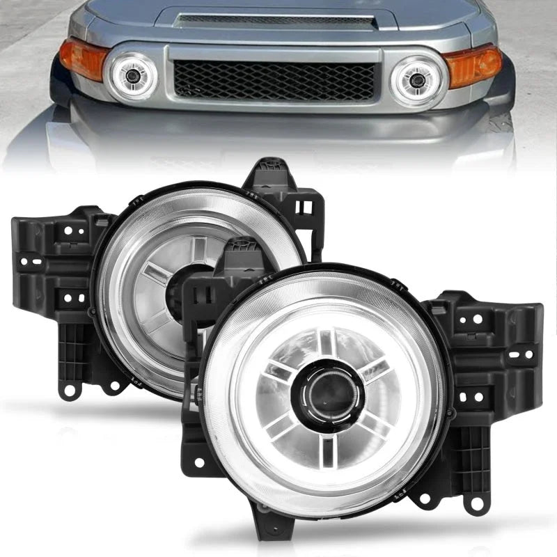 ANZO 2007-2013 Toyota Fj Cruiser Projector Headlights w/ Halo Chrome - Main Product View