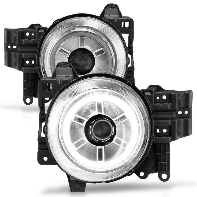ANZO 2007-2013 Toyota Fj Cruiser Projector Headlights w/ Halo Chrome - Side View
