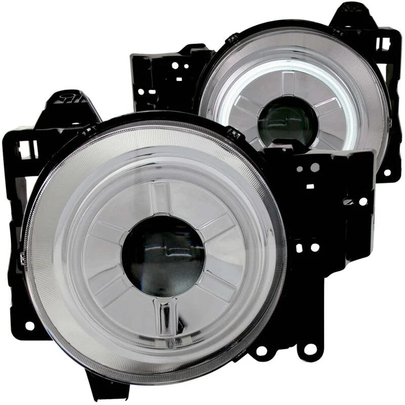ANZO 2007-2013 Toyota Fj Cruiser Projector Headlights w/ Halo Chrome - Back View