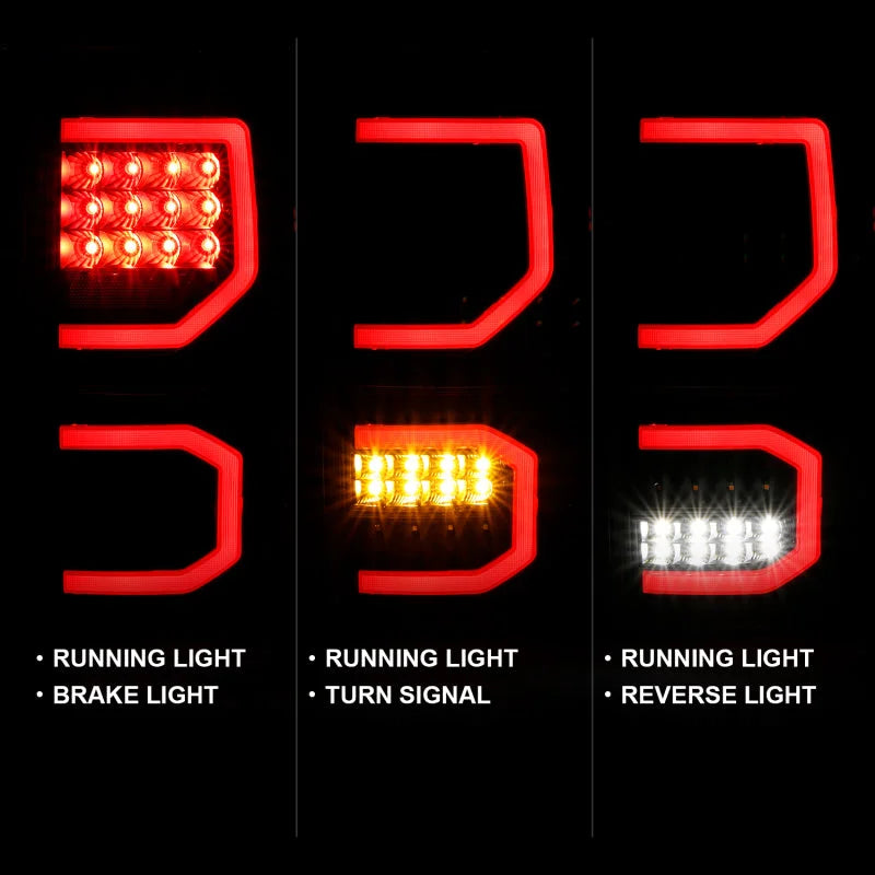 ANZO 2007-2013 Toyota Tundra LED Taillights Plank Style Black w/Clear Lens - Additional View 5