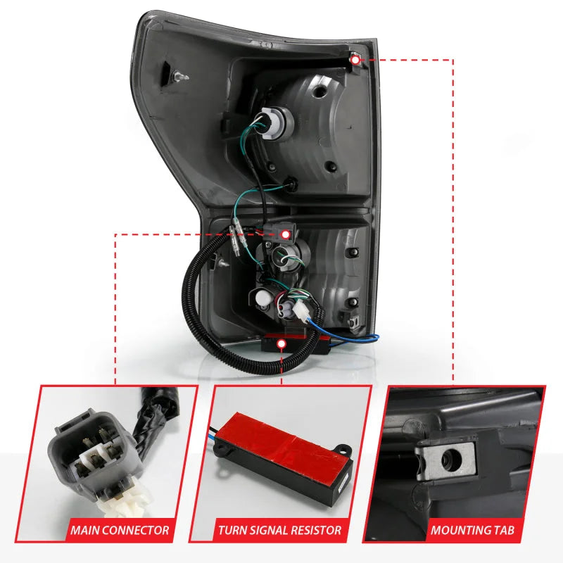 ANZO 2007-2013 Toyota Tundra LED Taillights Plank Style Black w/Smoke Lens - Additional View 7
