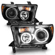 Load image into Gallery viewer, ANZO 2007-2013 Toyota Tundra Projector Headlights w/ Halo Black (CCFL) - Installation View
