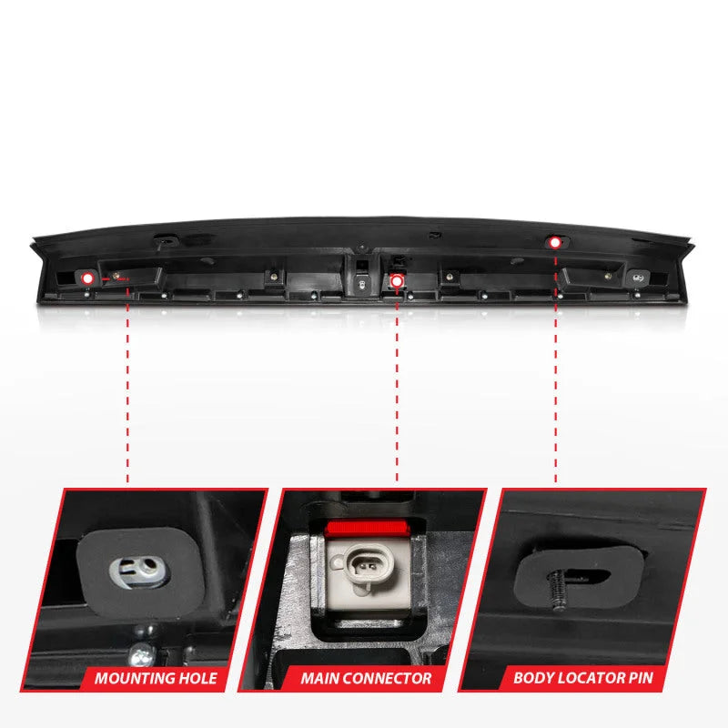 ANZO 2007-2014 Chevrolet Suburban 1500 LED 3rd Brake Light Black Housing Red Lens w/ Spoiler 1pc - Side View