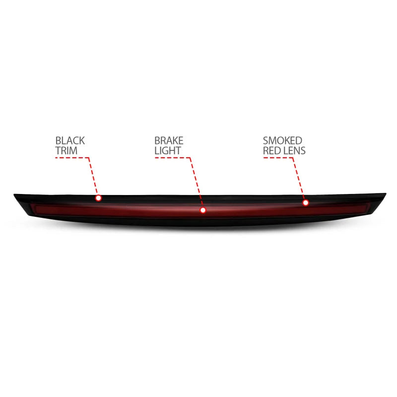 ANZO 2007-2014 Chevrolet Suburban 1500 LED 3rd Brake Light Black Housing Smoke Lens w/ Spoiler 1pc - Side View