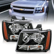 Load image into Gallery viewer, ANZO 2007-2014 Chevrolet Tahoe/Suburban Crystal Headlights Black - Main Product View