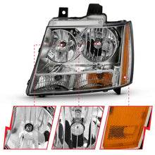 Load image into Gallery viewer, ANZO 2007-2014 Chevy TahOE Crystal Headlight Chrome Amber(OE) - Back View