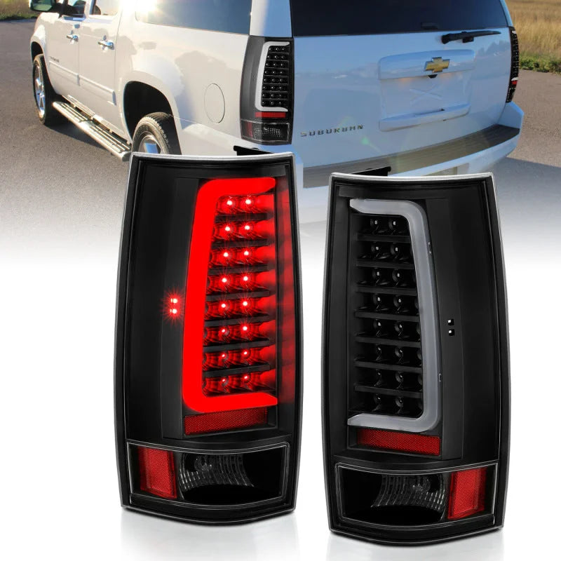 ANZO 2007-2014 Chevy Tahoe LED Taillight Plank Style Black w/Clear Lens - Main Product View